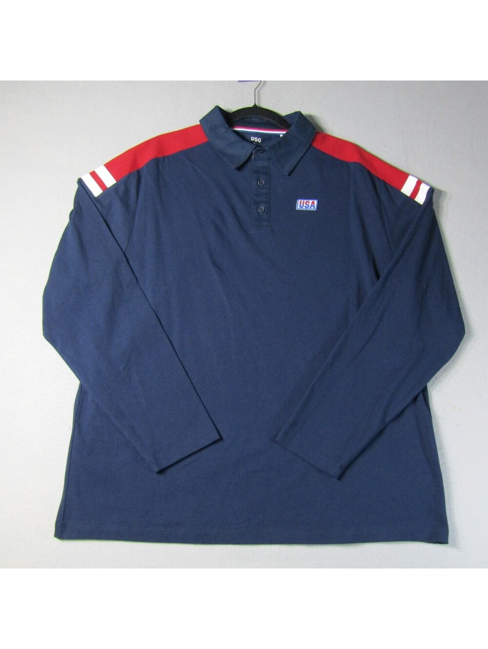 NWT DSG USA Cotton LS Polo Men's L University Navy USA